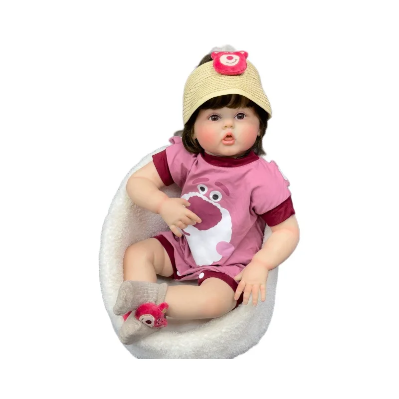 60CM Simulation Reborn Doll Eats Finger Baby Reborn Dolls Silicone Newborn Baby Girl Realistic
