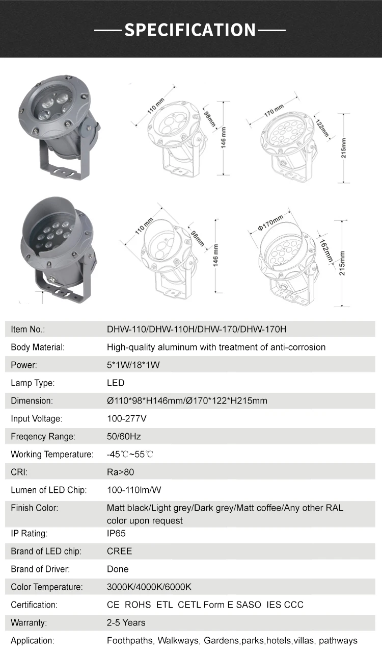 Popular High Efficiency 18W  RGB LED Outdoor Spot Light For Building Wall Facade Lighting  DHW-170