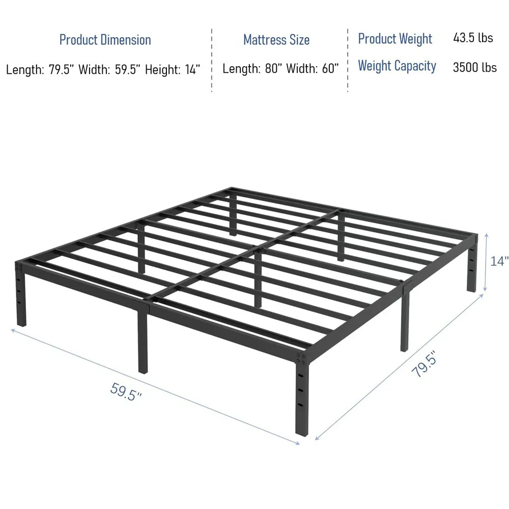 AAG Modern Space Saving Home Hotel Apartment Smart Furniture Bedroom Floor Iron Metal Queen King Twin Platform Bed Frame Base
