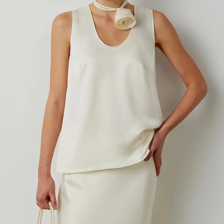 Sample Available Black Women Vest Breathable Silky Comfort Summer Vest For Women