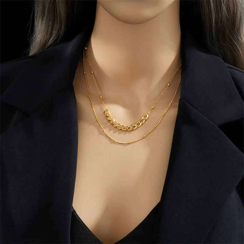 Hip Hop Cuban Chain Stainless Steel 18k gold plating Fashion Jewelry Chain Necklace