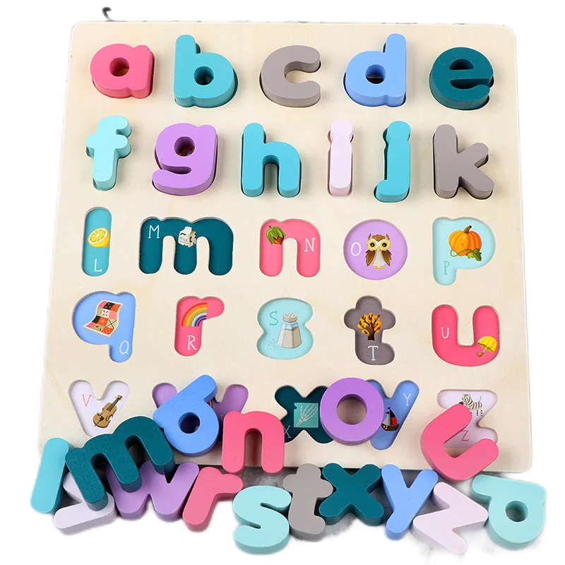 BOGE Wooden Magnetic Toys Multi-function Fishing Alphanumeric Game Alphabet Puzzle Letters Sorting Board Blocks Matching