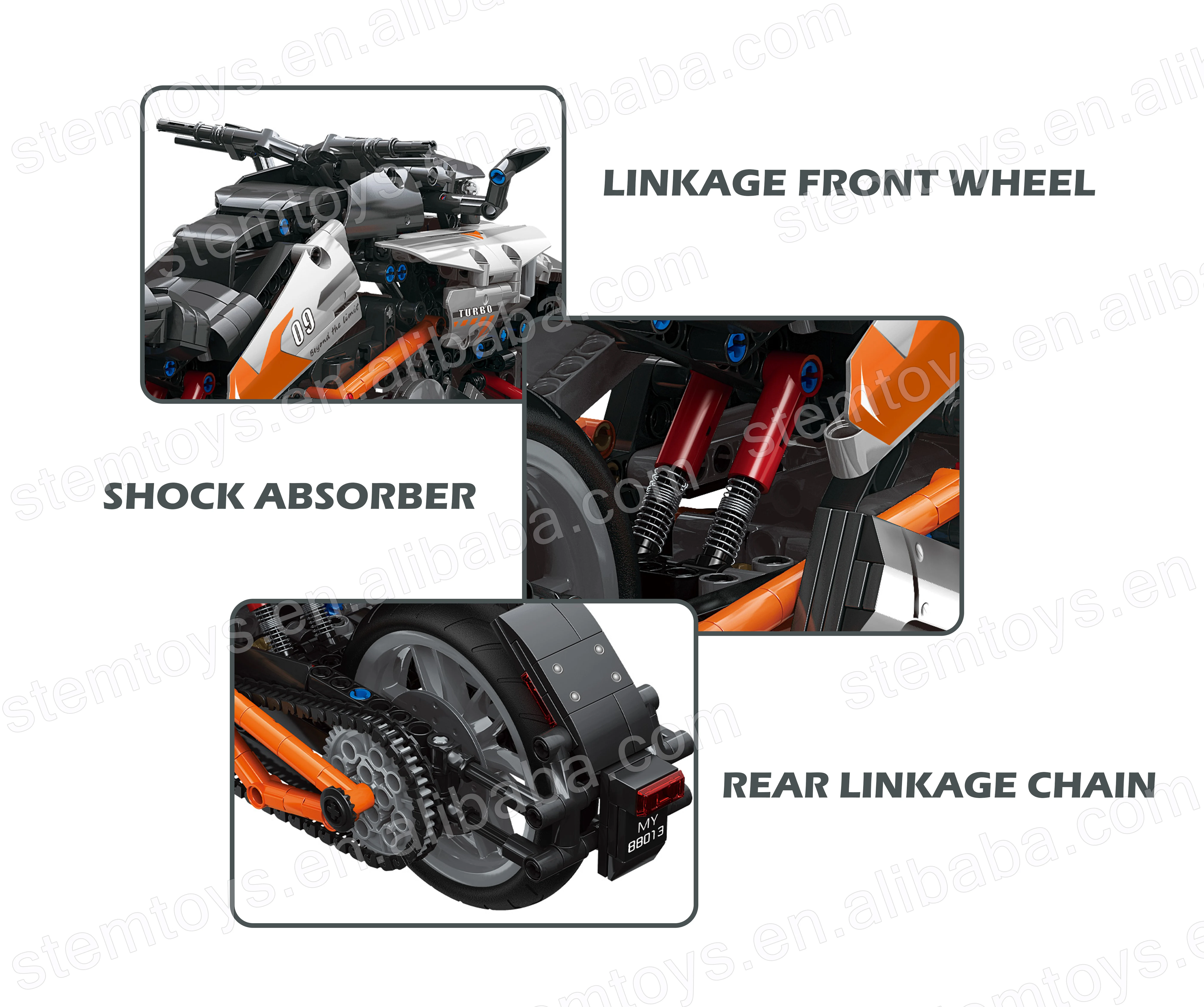 MOYU MY88013 DIY model motorcycle building block 1288 pcs Super grow future thinking Gift for kid/adult