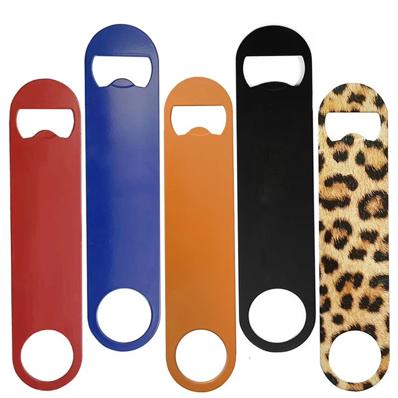 Personalized Souvenir ODM OEM Custom LOGO Colors Sublimation Bar Blade Flat Card Metal Stainless Steel Wood Beer Bottle Opener