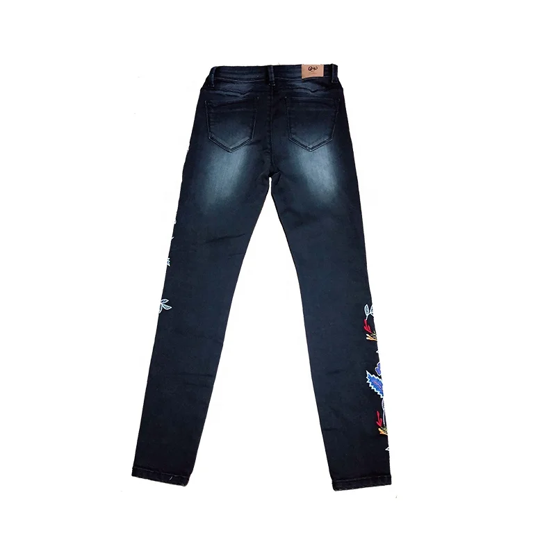 Wholesale Customized Trousers Women Jeans With Unique Embroidery