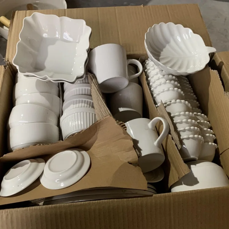 wholesale Cheap Price White Ceramic Stock Tableware Plates Dinner Dishes Porcelain Dinnerware Bowl Factory Direct Sell By Carton