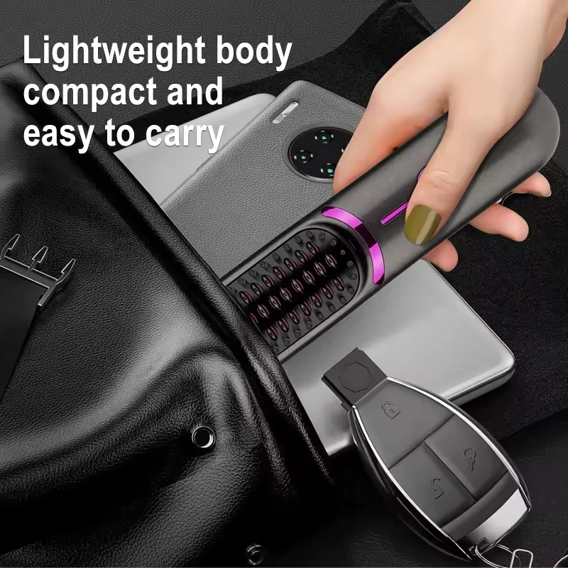 High Quality Heating Styling Beard Electric Hot Comb 2 IN 1 Portable USB Cordless Straight Hair Ion Ceramic Straightening Brush