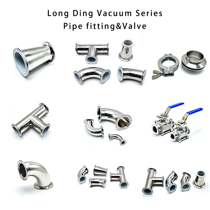 LongDing water gas SS304 SS316 Vacuum Plumbing Fittings tee Tube Fitting Control Elbow tri clamp ball valve Pipe Fittings