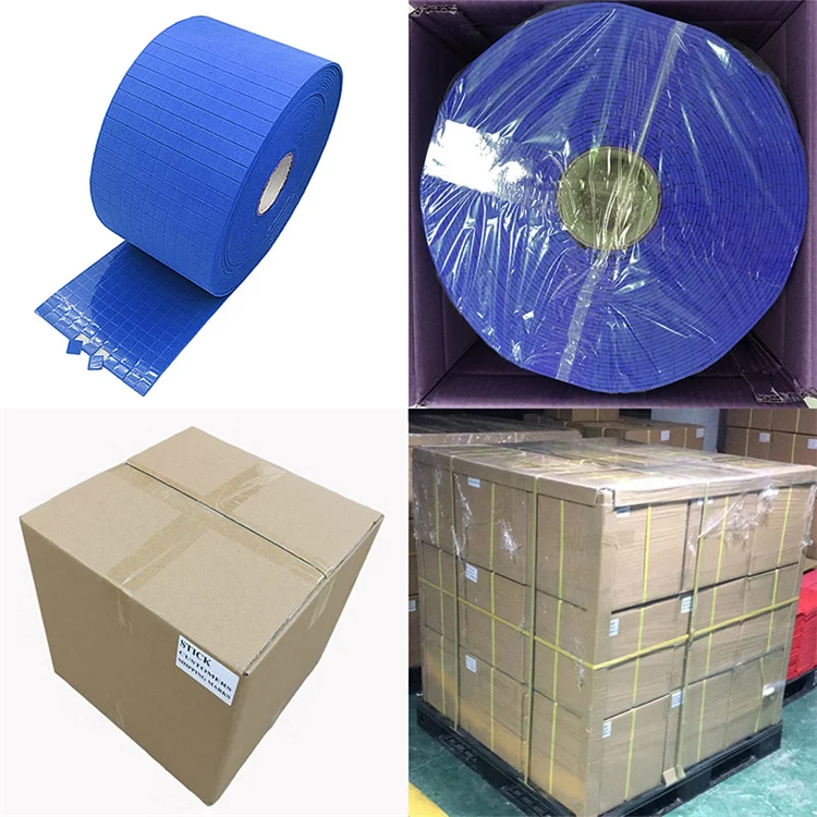 Blue Glass Gasket Separator PVC Rubber Cling Foam Glass Protector Pad for Shipping on Rolls Paper Liner