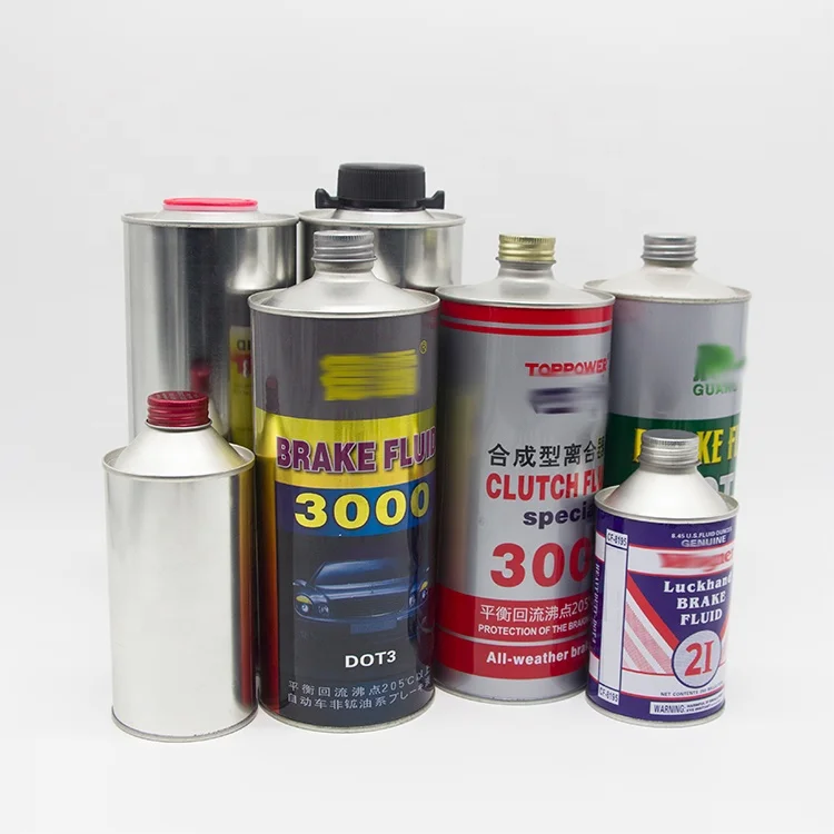 Wholesale CMYK empty brake fluid oil metal tin can