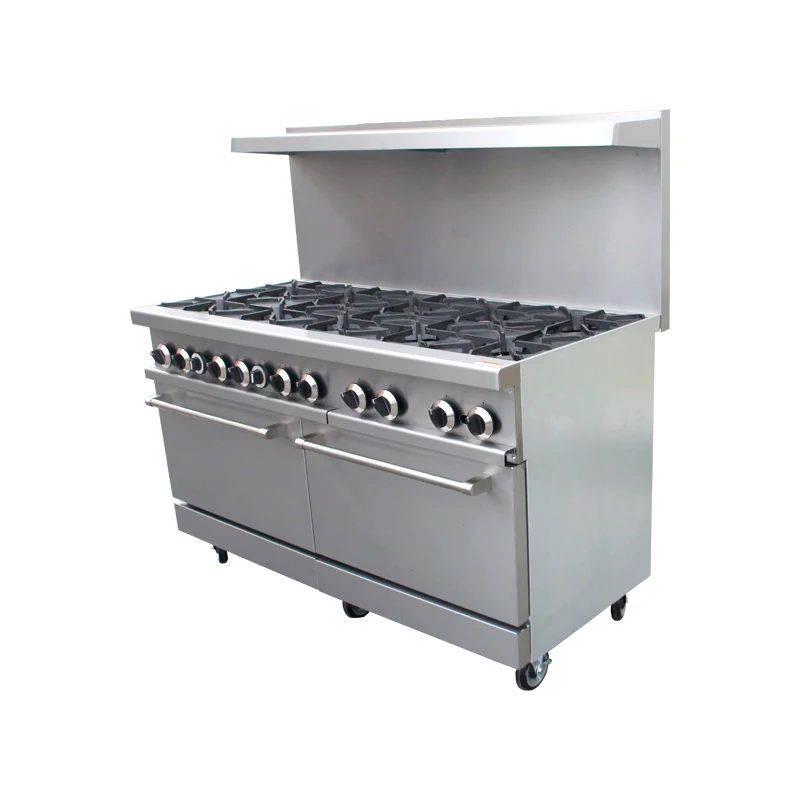 60 inch Kitchen Equipment Free Standing Stainless Steel 10 Burners Gas Cooking Ranges Stove With Oven