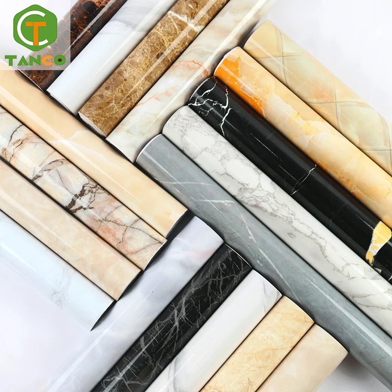 Hot selling black morden waterproof pvc self adhesive marble decorative wallpaper roll for bathroom kitchen countertop