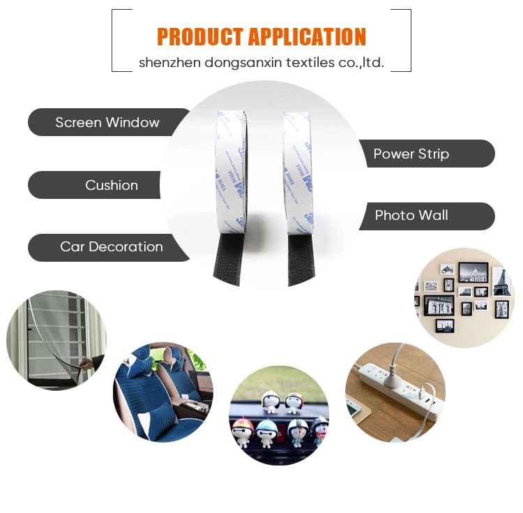 OEM/ODM 10 15 20 25 30 35 40 45 50MM Nylon Polyester Sticky Tape Industrial Strength Sew On Adhesive Hook And Loop Tape Velcroes