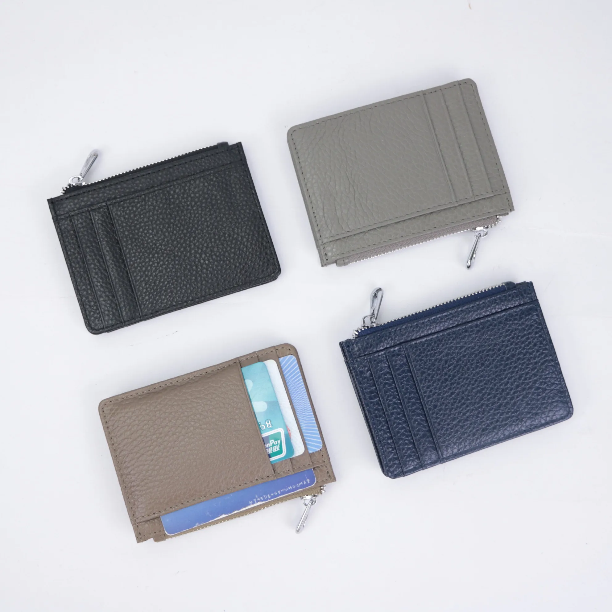 classic design top grain leather business card holder wallet