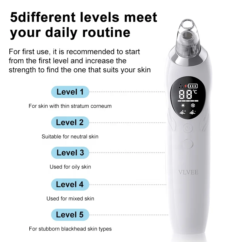 Portable 5 Head Pore Cleanser Vacuum Electric Suction Facial Acne Remover Extractor Tool Kit Vacuum Blackhead Remover