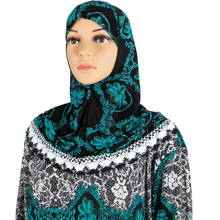 New Pattern Design Abaya Muslim Women Dresses Prayer Floral Print Robe With Hijab Jilbab Abaya Islamic Dress