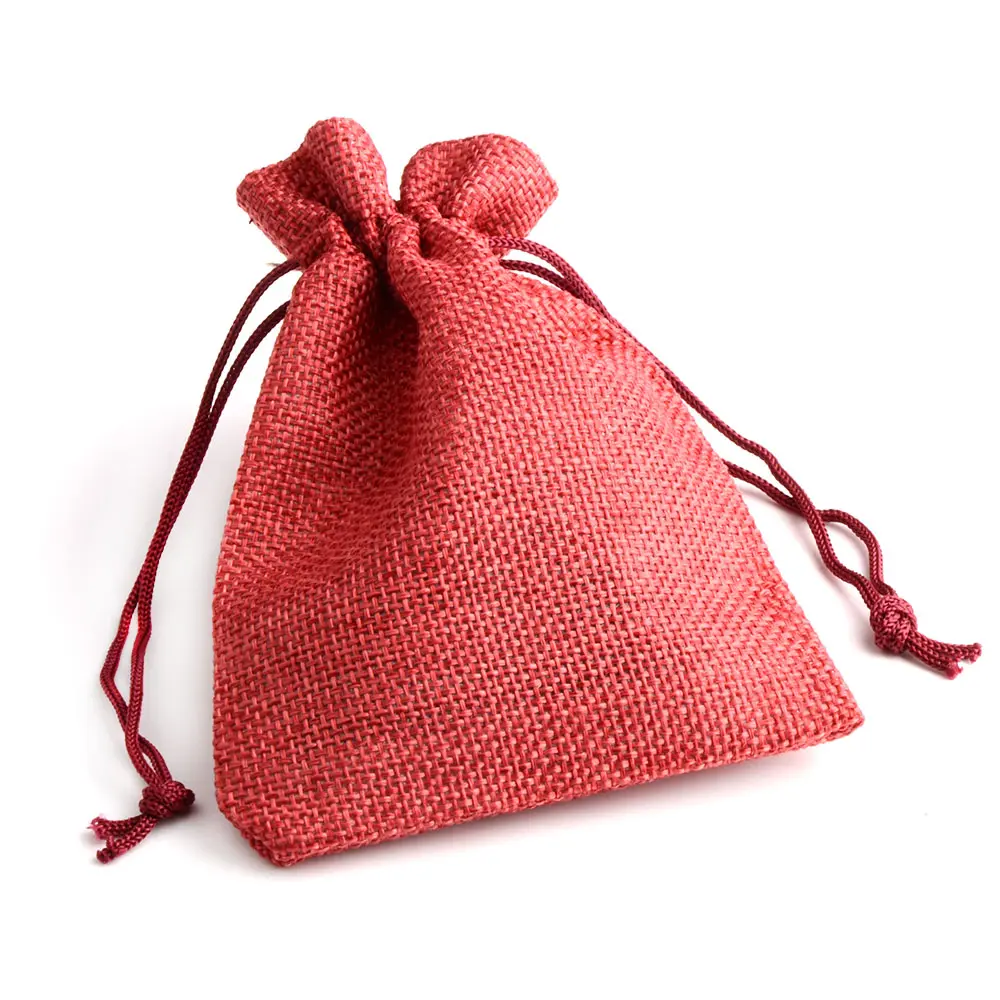 10x14cm Flax Drawstring Bag Gift Linen Pouch Packing Jewelry Bag Pouch