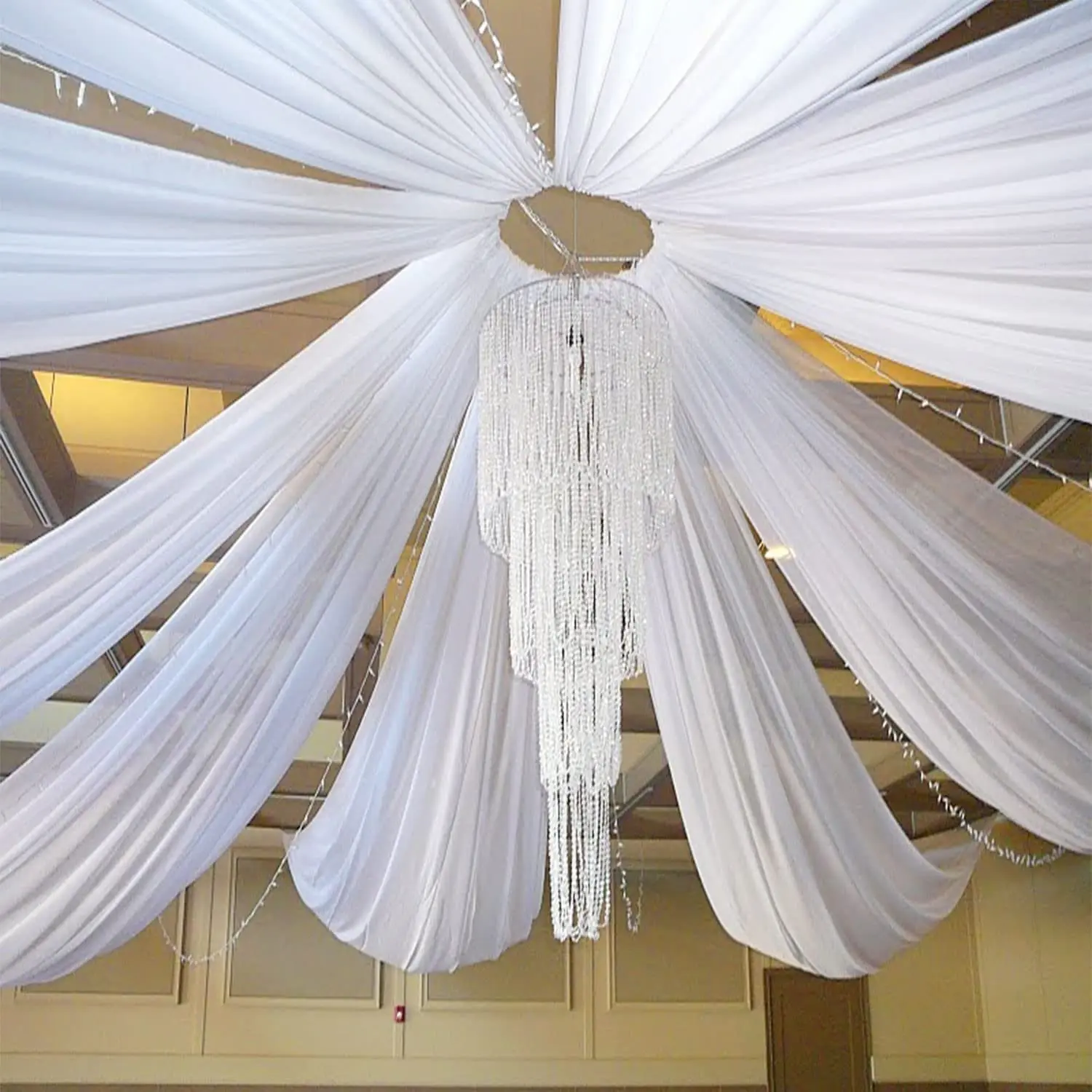 Hot Selling good-looking Elegant White drape For Wedding Decoration Sheer Chiffon Ceiling Drapes