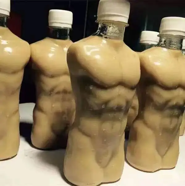 300ml Creative Empty Muscle Man body shape PET plastic beverage bottle