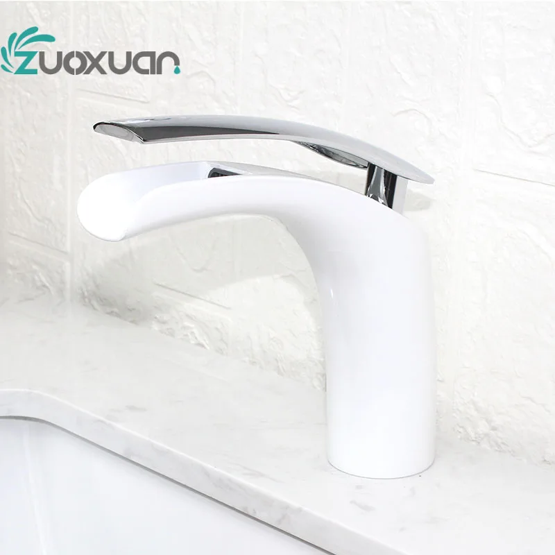 ZuoXuan Sanitary Deck Mounted Original Design Bathroom Brass Matte Black Chrome Hot And Cold Basin Faucets