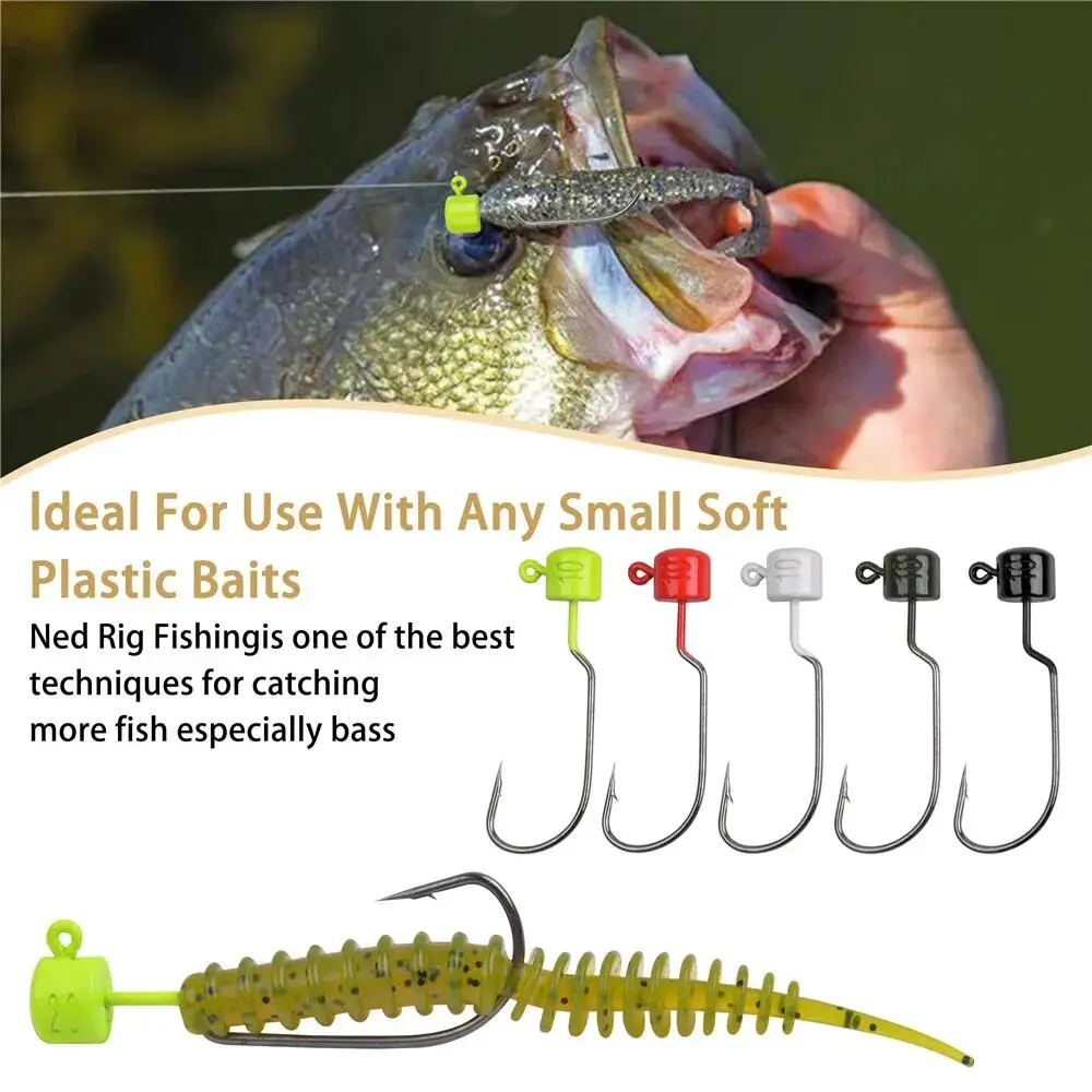 25Pcs Ned Rig Jig hooks Kit 7g 10g Mushroom Jig Heads hooks Soft Lures Wide Gap Worm Jig Fishing Hooks for Bass Crappie Fishing