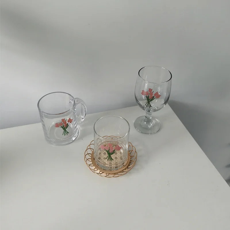 Best seller soda-lime wine glass with printing text on surface