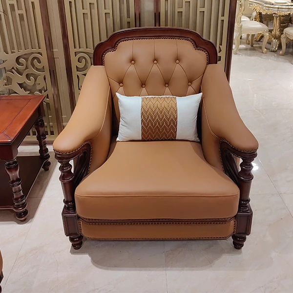 American modern luxury hand carved solid wooden genuine leather living room minimalism furniture 1 2 3 seater sectional sofa