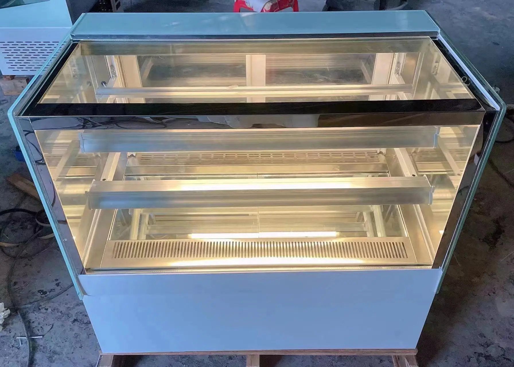 Commercial Small Cake Showcase Countertop Square Glass Cake display fridge