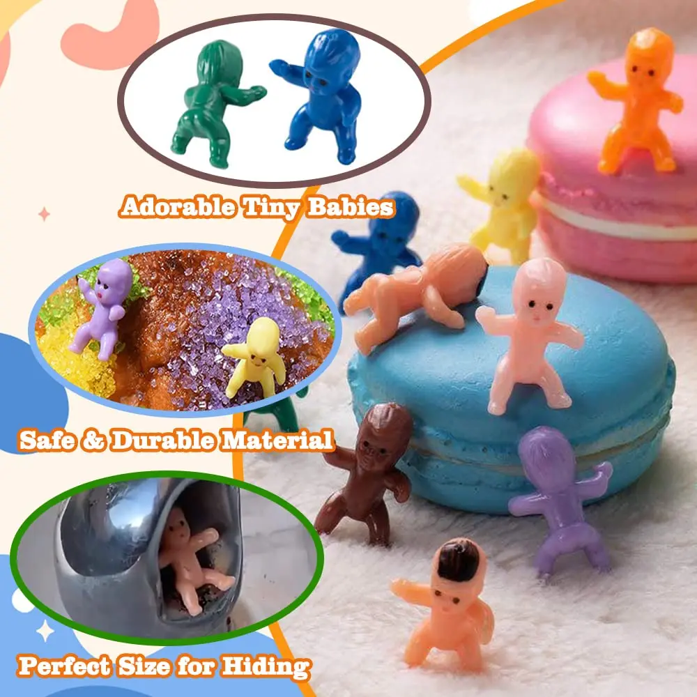 100pcs Mini Plastic King Cake Babies for Baby Shower Party Favors Ice Cube Game Party Decorations Mini Plastic Babies Doll