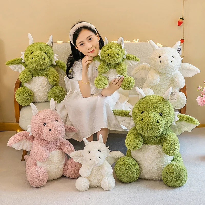 High Quality Custom Logo Cute Cartoon Dragon Stuffed Animals Green Dinosaur Dolls Plush Toys