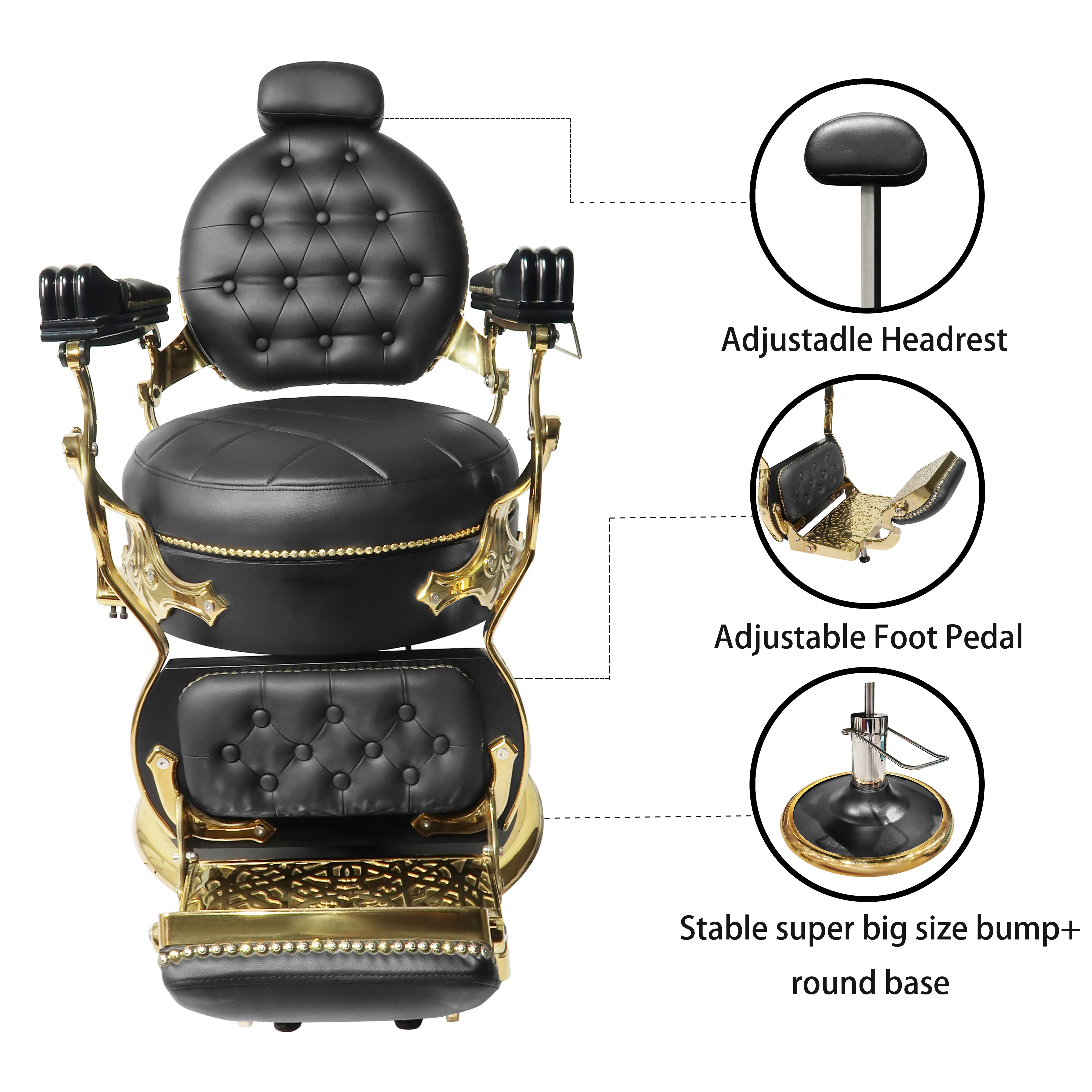 barbershop equipment antique gold salon chair heavy duty old styling barber chair