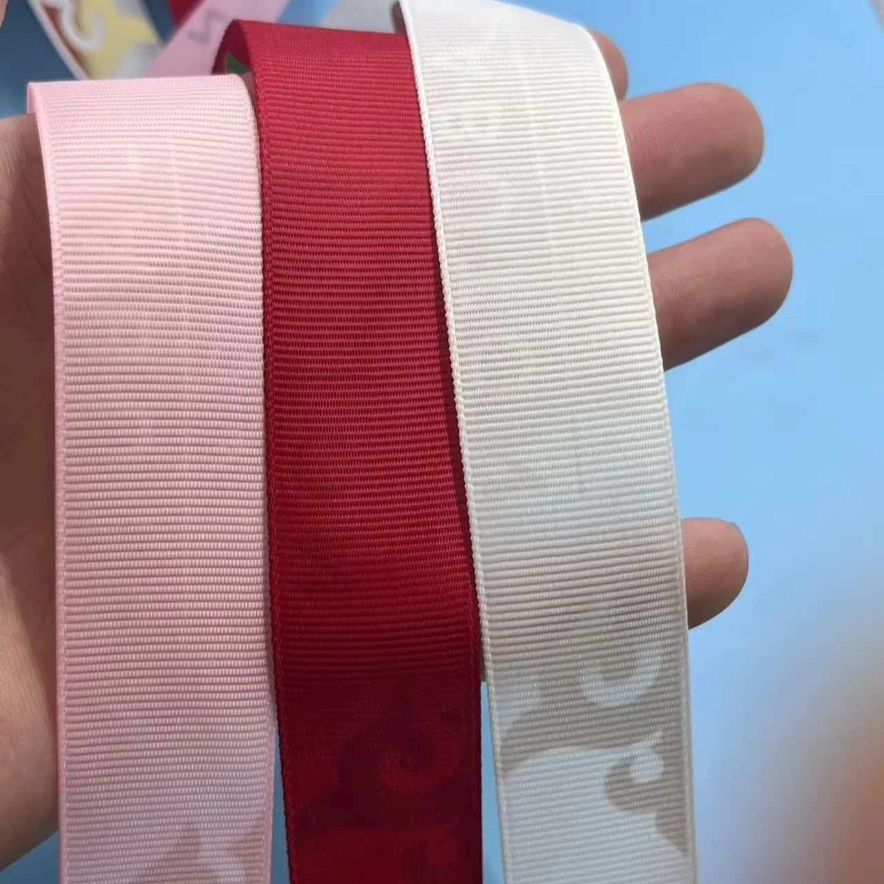 Striped Custom Gold Stamping 25mm Printed Grosgrain Ribbon Single Face Grosgrain Satin Ribbon Roll For Festival
