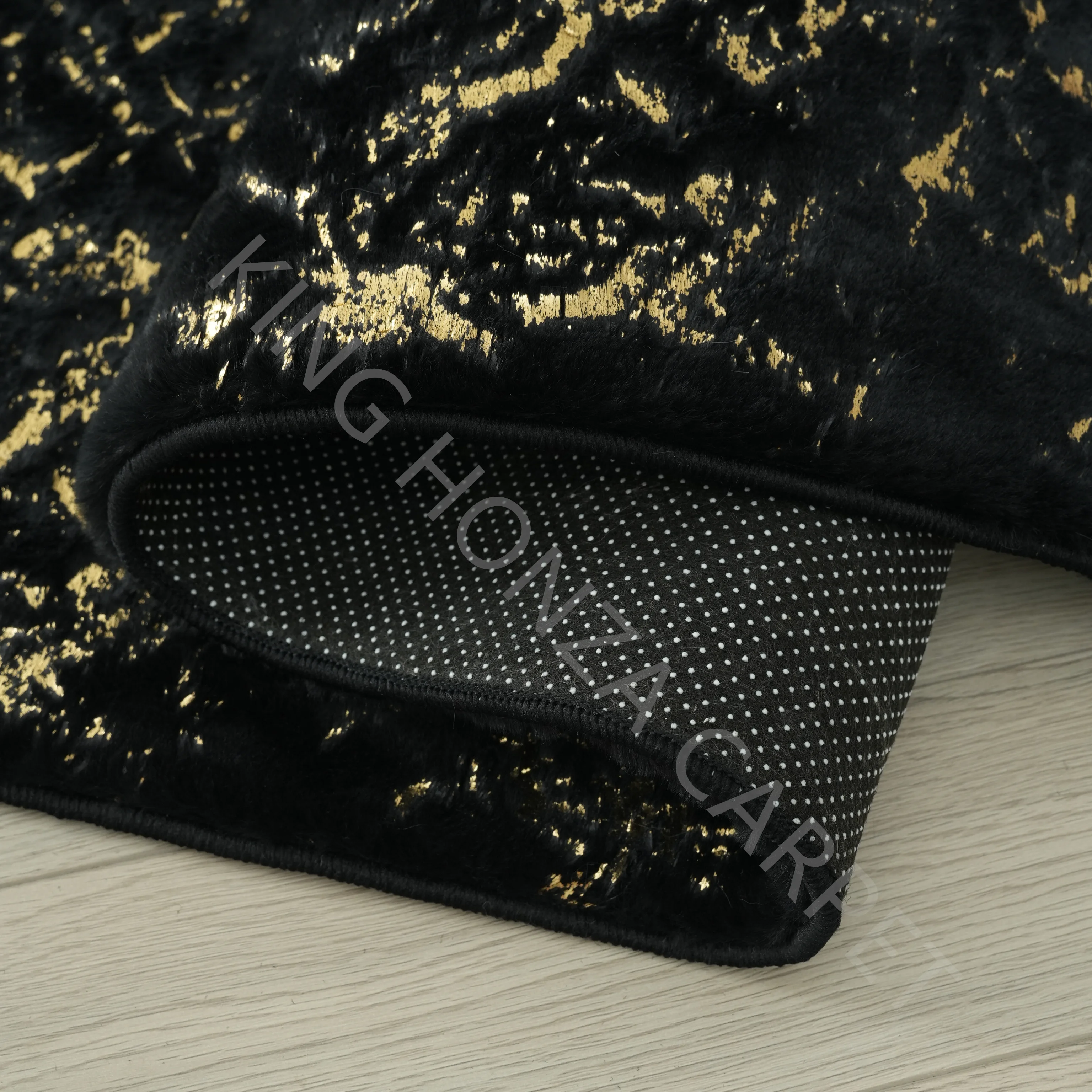 Hot Felt Foil Carpet Golden Stamping Rabbit Fur Rugs in The Living Room Bedroom Bedside Table Carpet Mats