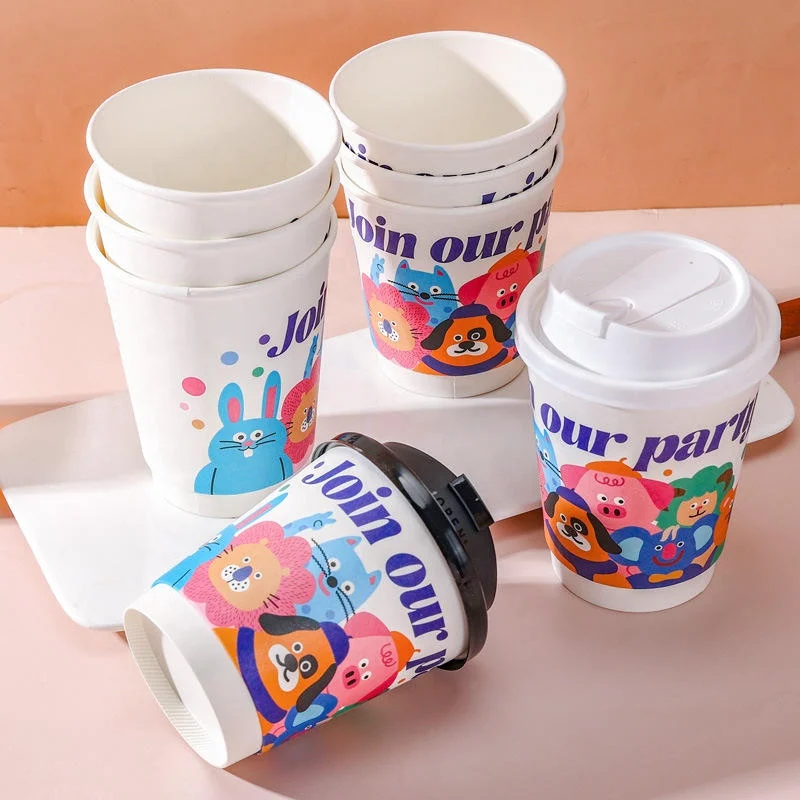 Custom Logo 8oz 12oz 16oz 20oz Disposable Coffee Hot Drink Paper Cup