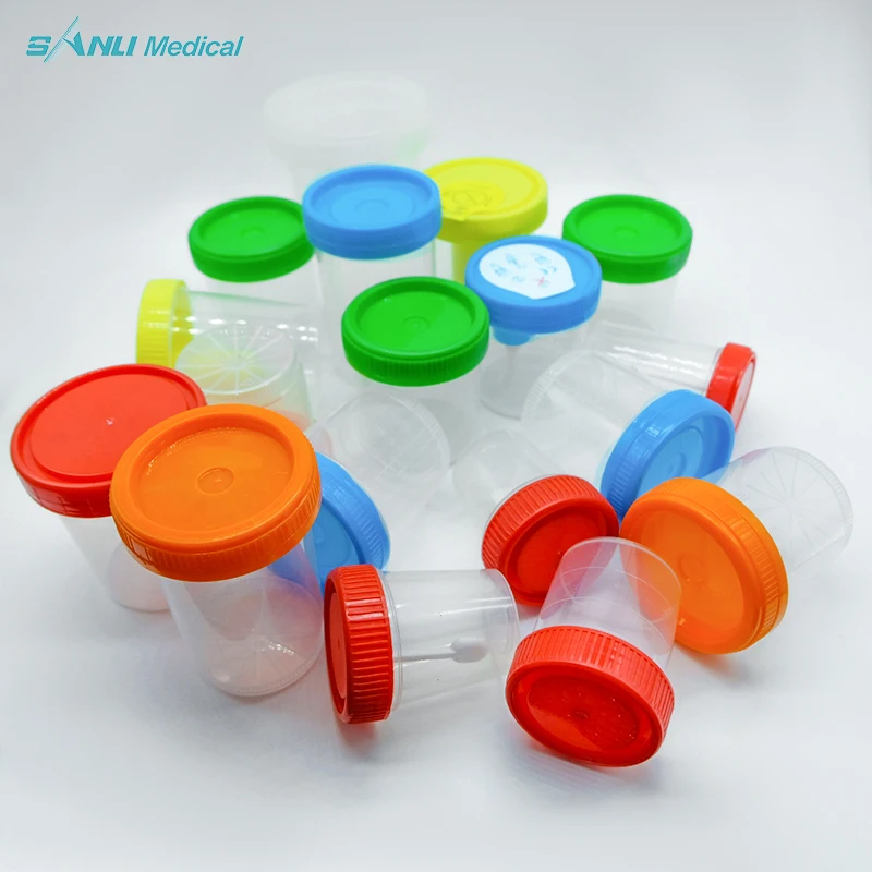 Disposable Sterile Sample Cup with Screw Specimen Container PP Sterile Urine Container Stool Urine Cup 120 Ml