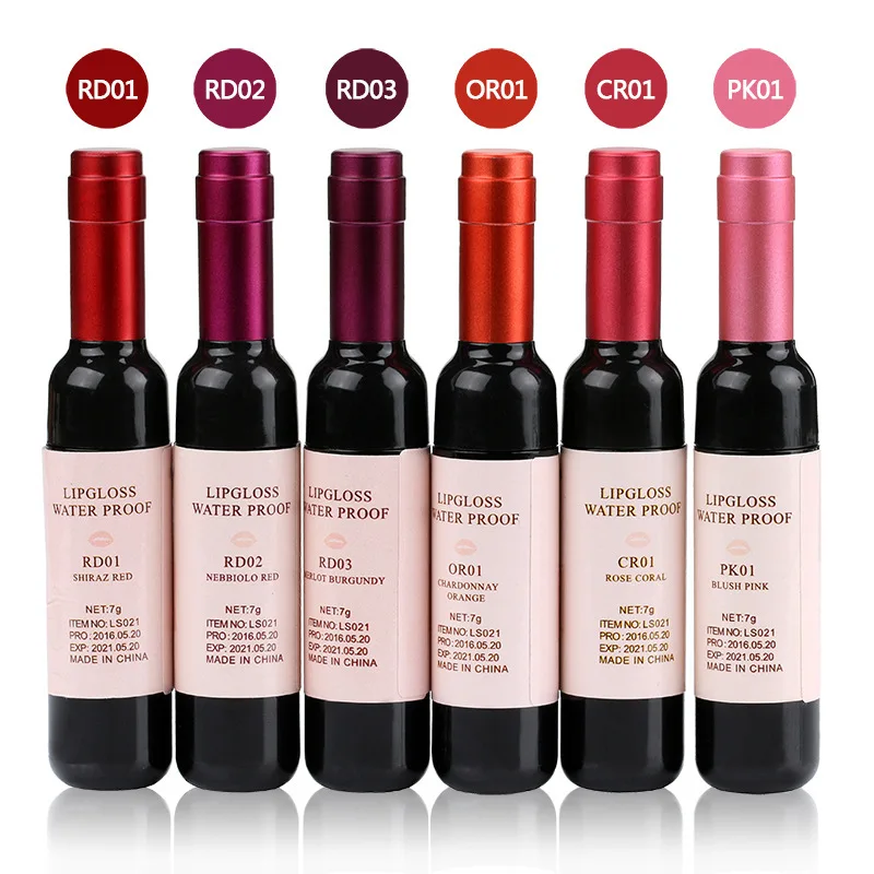 Wholesale 6 Colors Matte Liquid Lipstick Wine Lip Tint Waterproof Moisturizing Long Lasting Lip Gloss Mini Makeup Lipsticks