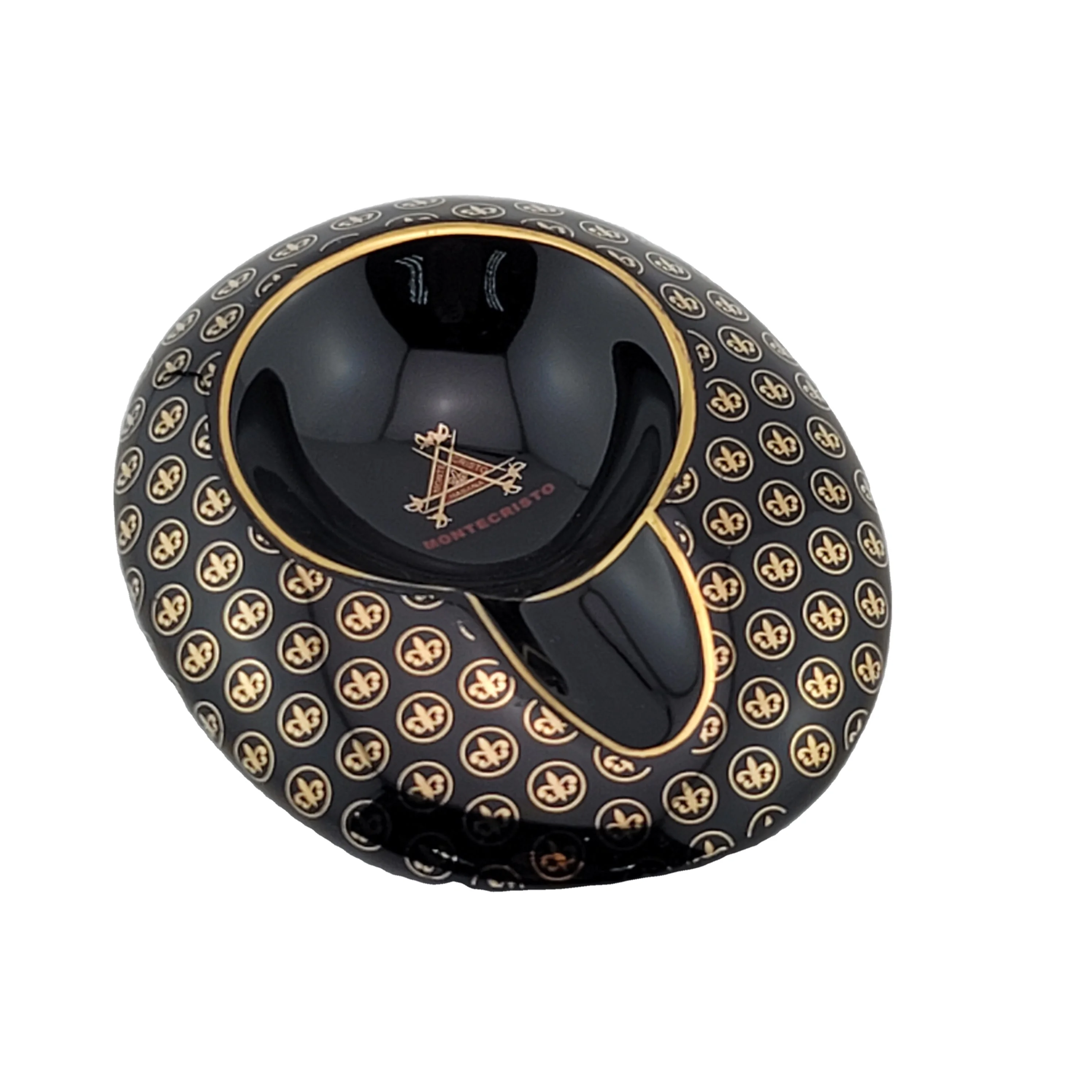 Outdoors Ash Tra custom logo Black Glossy  ceramic cigar ashtray smoke