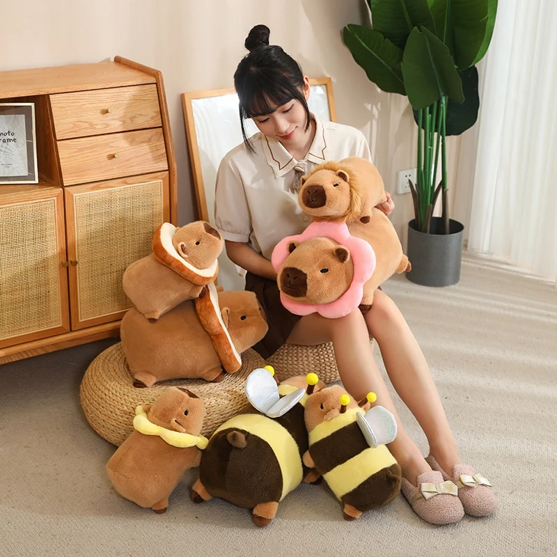 Transforming Honeybee Capybara Plush 25cm 35cm Soft Stuffed Dog Party Wholesale Cheap Toys Free Shipping Sublimation Features
