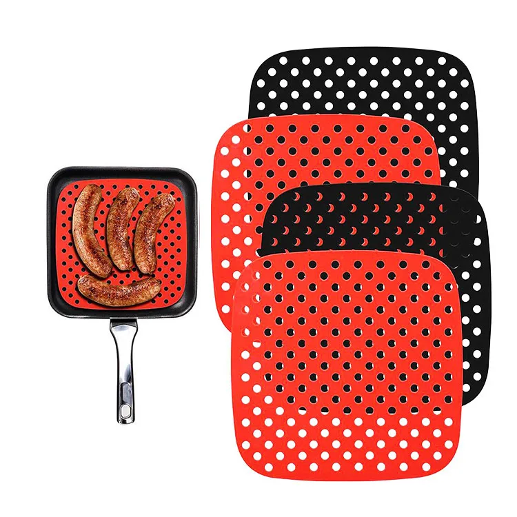 Wholesale Sheet Holes Accessories Square Silicone Mat Set For Air Fryer Liner