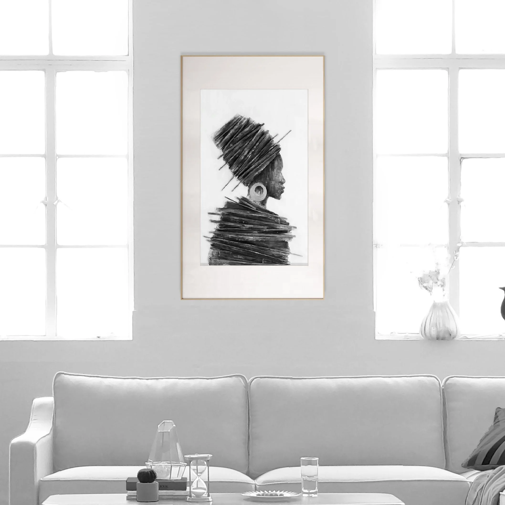 Black and White Woman Artwork Canvas Decor African Women Paintings Poster And Printed Pictures African Art Painting Home Decor