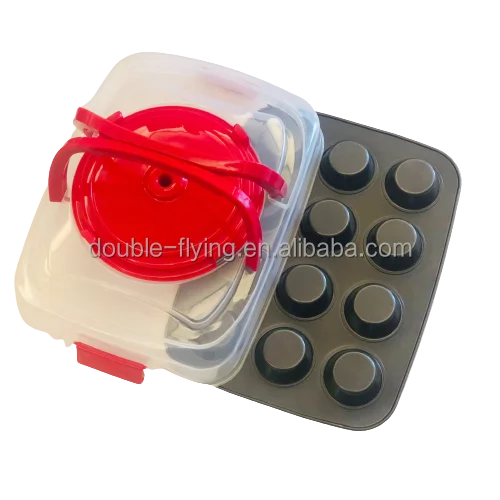 12 Cupcake Muffin Pan with Container Carrier With 3 Tiers Cupcake holder Stand for Display Dessert Decorating Tools