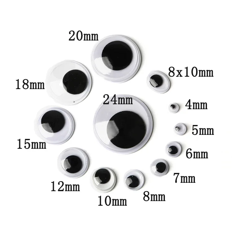 Handcraft Diy Craft Doll Self-Adhesive Wiggle Googly Eyes Toy Plastic Safety Moving Eyes for Kids Plastic Handicraft