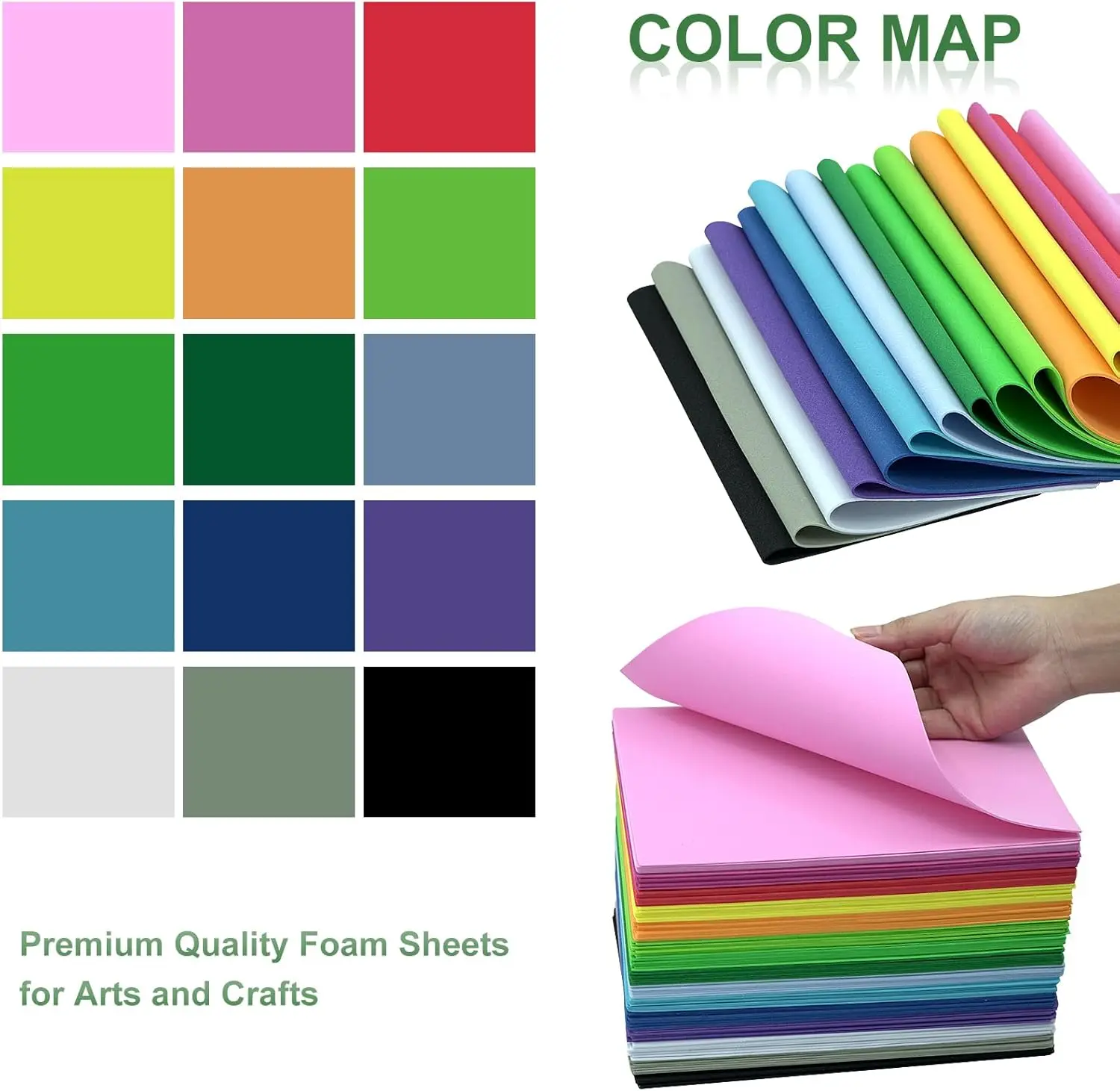 120 Pack EVA Foam Sheets  8 x 6 Inch 2mm Thick Assorted 15 Colors Craft Foam Paper for School Supply and DIY Handcraft Projects