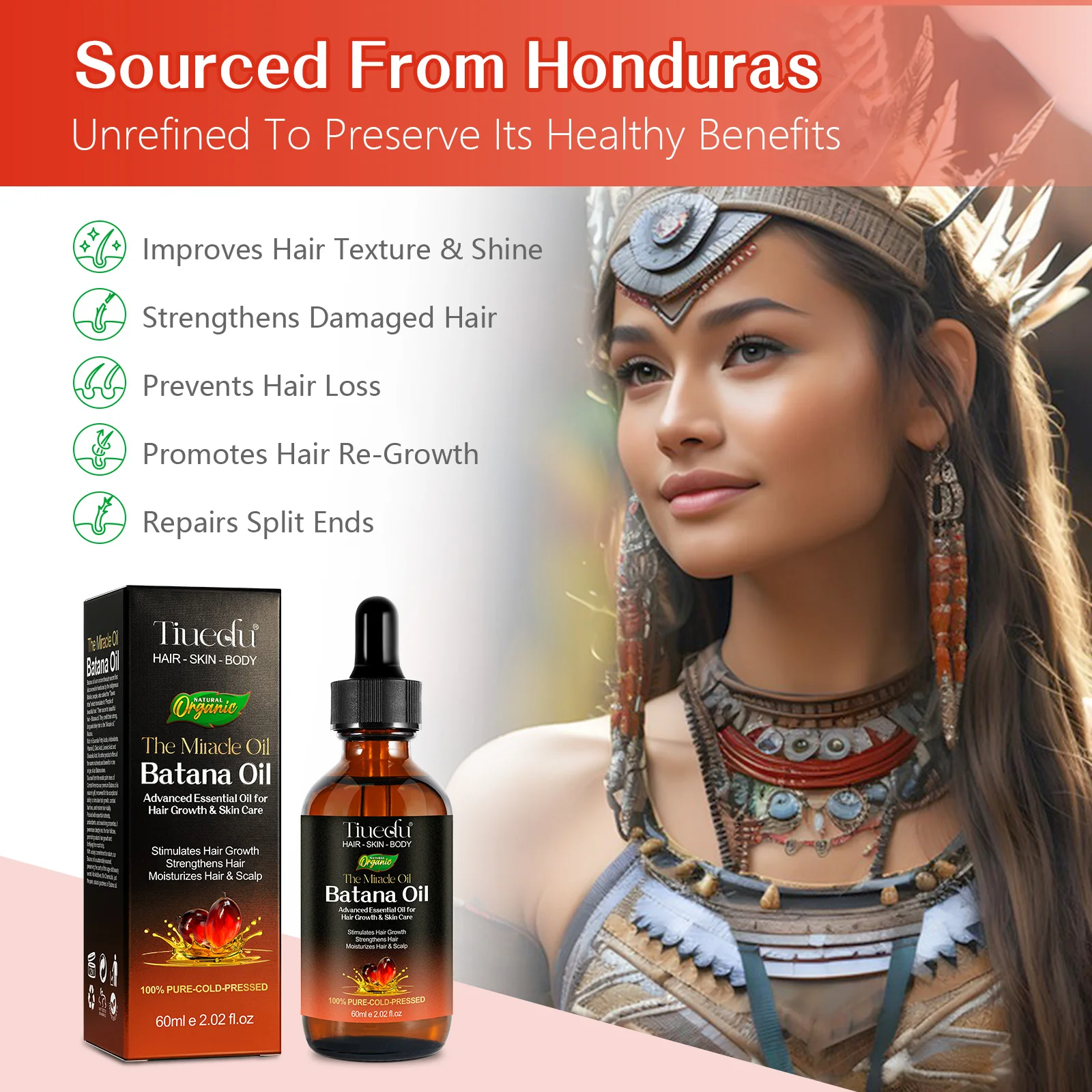 100% Pure Promotes Hair thickness Strengthens Hair Growth Batana Oil for Men & Women