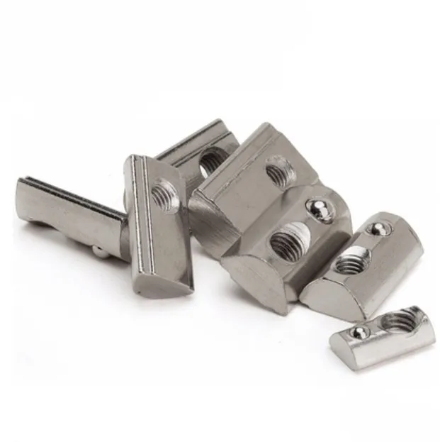 100pcs  M3 M4 M5 M6  Roll in Spring T nut with Ball for Aluminum Extrusion with Profile 20 Series Aluminum Profile