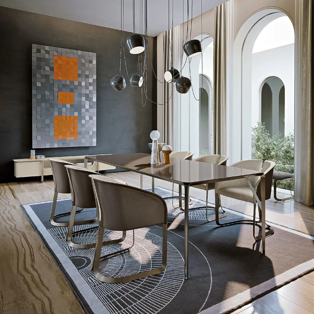 Foshan italian design furniture dinning room set black modern luxury leather italian dining chairs