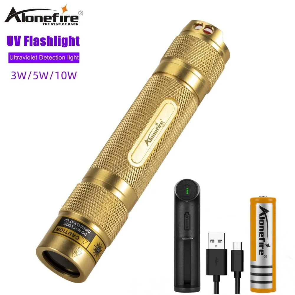Alonefire SV007 UV flashlight 10W 365nm Led Copper Ultra violet Blacklight Money Pet Urine Stains Scorpion Hunting Marker Checke