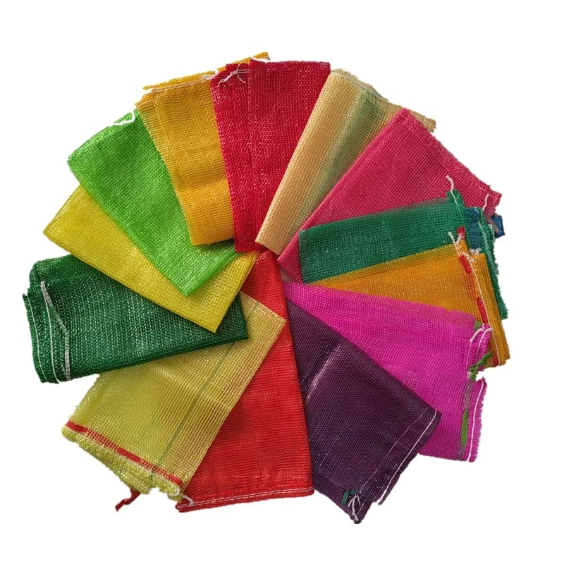 Agriculture Leno mesh bag recyclable PP drawstring mesh bags for onions potatoes vegetables carrot cabbage pepper orange lime