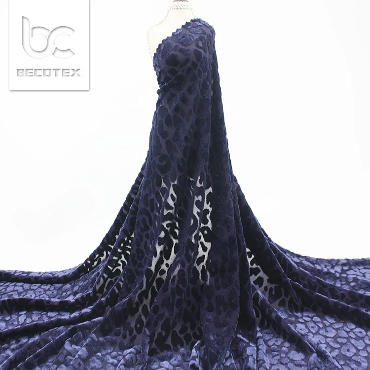 leopard animal design stretch burnout velvet fabric