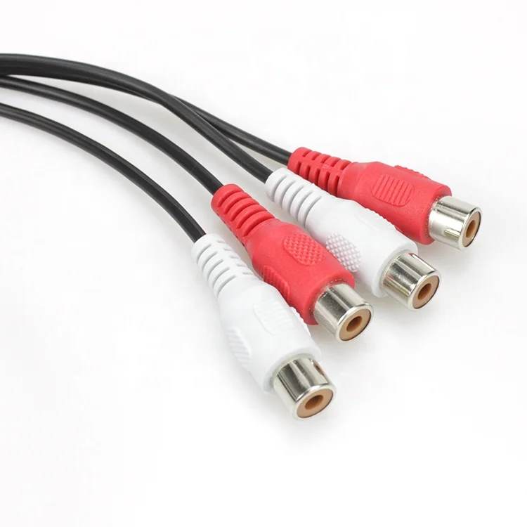 2 RCA Female Audio Cable For DVD Shield  Extension AV Cable